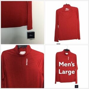 🆕 Mens Detroit MGM Casino Large 1/4 Quarter Zip Red Shirt Top Long Sleeve NWT